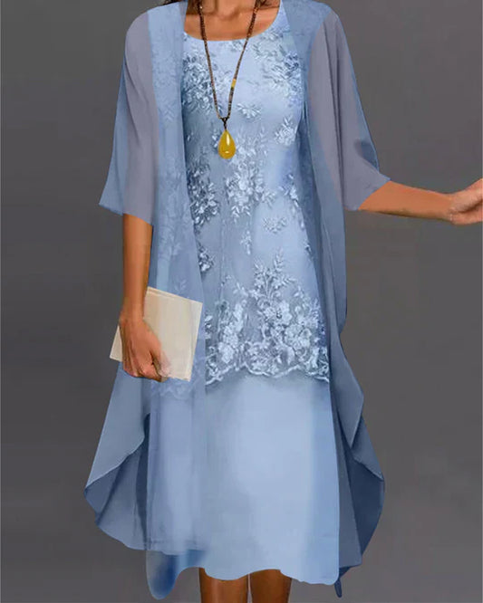 elegantes zweiteiliges Chiffon-Kleid