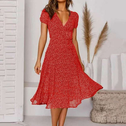 Luftiges Sommerkleid in A-Linie mit V-Ausschnitt