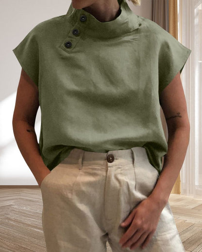 Shalia Bluse | Kurzärmelige Leinenbluse