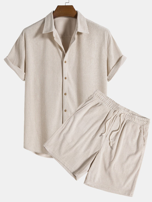 Cord | Kurzärmeliges Button-Down-Hemd & Shorts