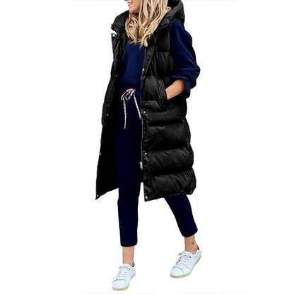 Brandy - Langer ärmelloser Wintermantel für Damen