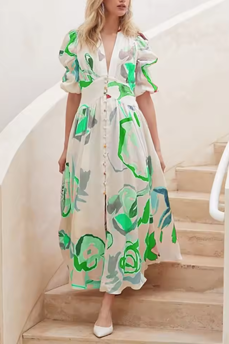 Isla | Bedrucktes langes Strandkleid für Frauen