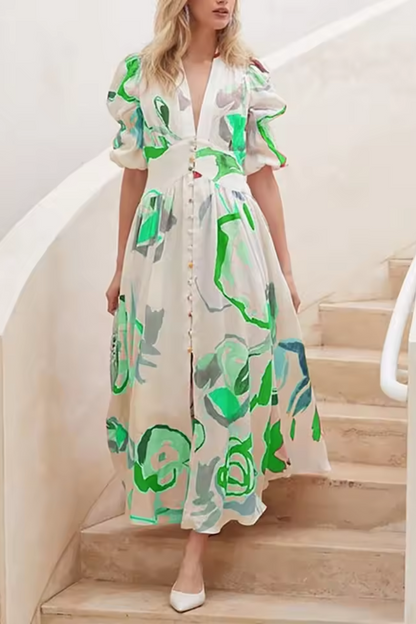 Isla | Bedrucktes langes Strandkleid für Frauen