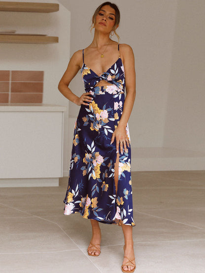Aubrielle - Maxikleid mit V-Ausschnitt und Blumendruck im Nacken
