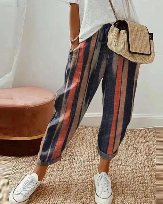 Baumwoll-Leinen-Hose Damen - Casual - Atmungsactive und bequem - Ideal für heiße Tage