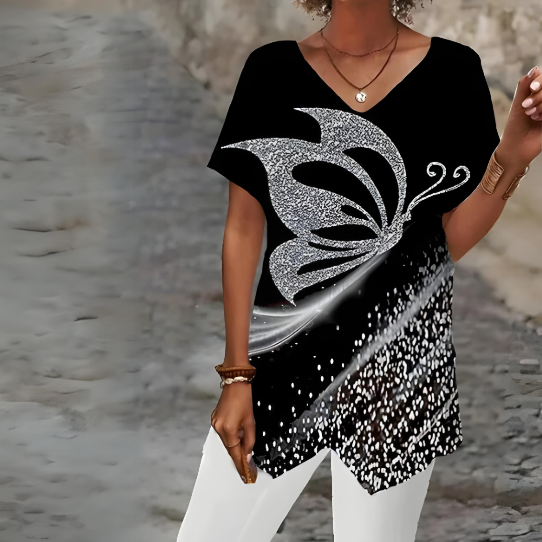 Annelies - Elegantes T-Shirt mit V-Ausschnitt