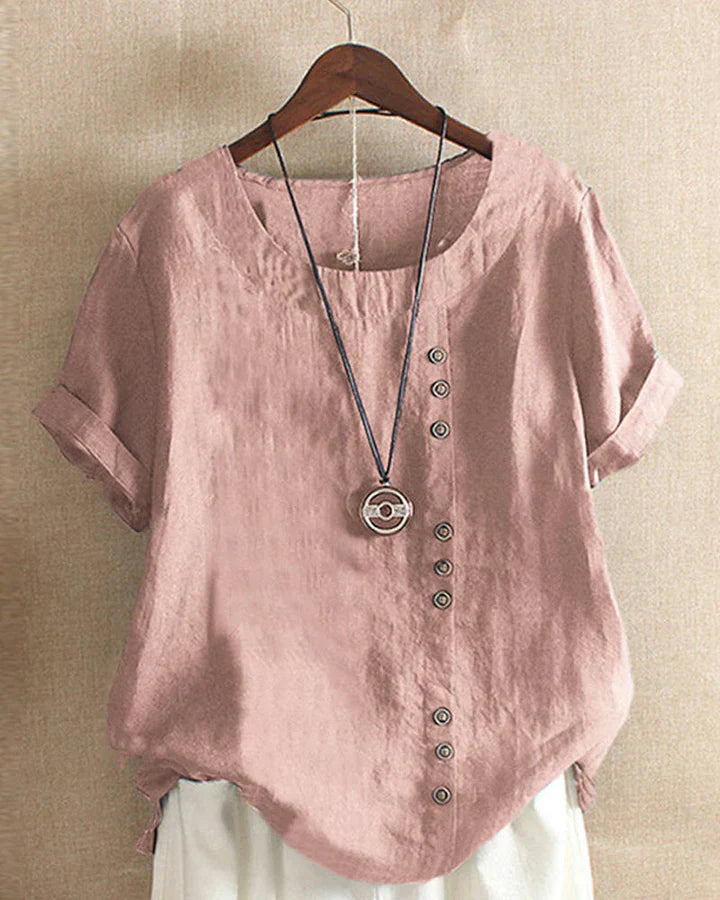 Carmella | Stylische Bluse mit Rundhalsausschnitt und Knöpfen