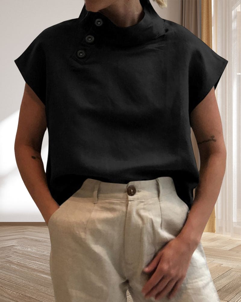 Shalia Bluse | Kurzärmelige Leinenbluse