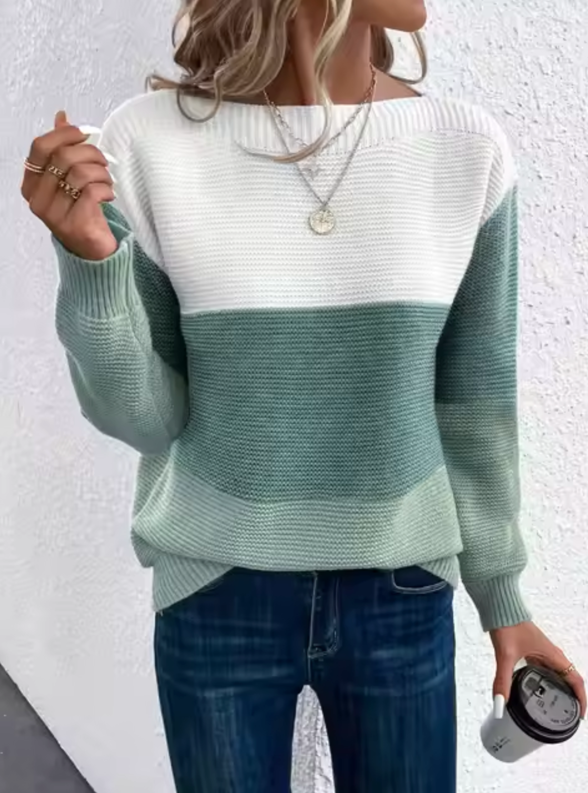 Emilia - Dreifarbiger Strickpullover für Frauen