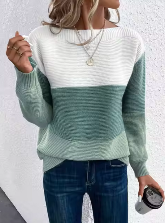 Emilia - Dreifarbiger Strickpullover für Frauen