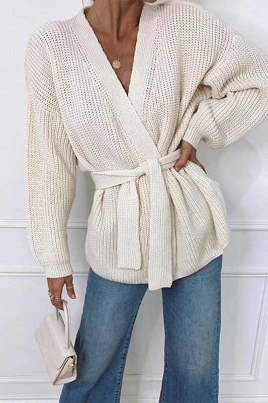 Victoria - Lässige Strickjacke mit Streifen und V-Ausschnitt