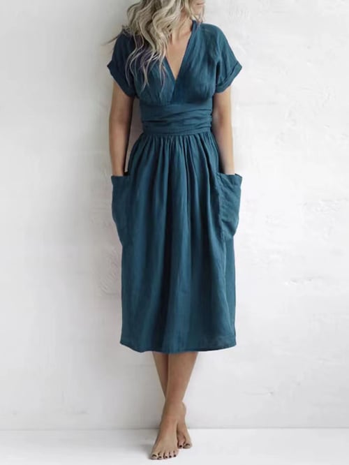Damen einfarbige Freizeitkleid ohne Träger einfarbig