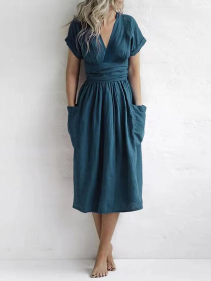 Damen einfarbige Freizeitkleid ohne Träger einfarbig