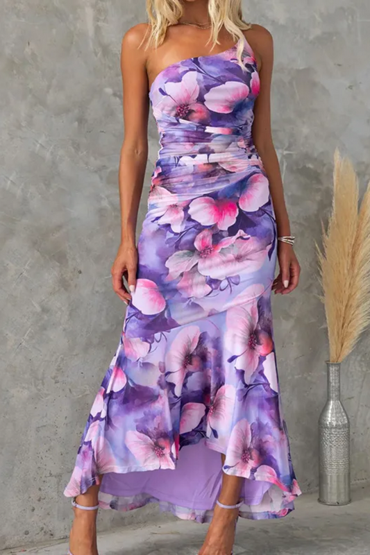 Maya | Ein-Schulter-Blumenkleid für Frauen