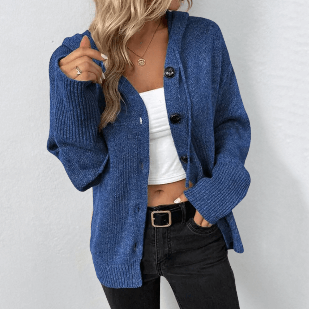 Warme Damen Strickjacke mit Knopf