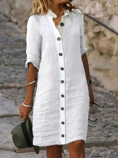 Lässiges Sommerkleid aus Leinen in Midi-Länge