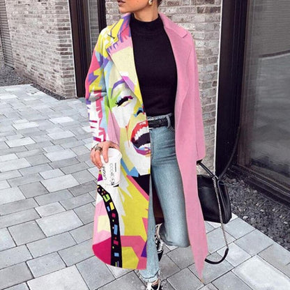 Fiona - Langer Wollmantel mit eleganten Designermustern