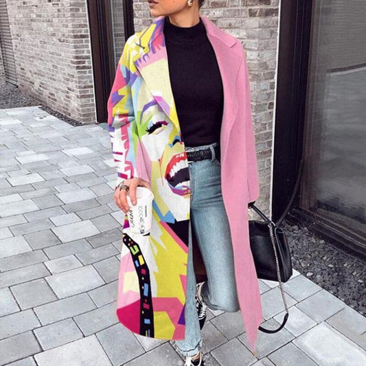 Fiona - Langer Wollmantel mit eleganten Designermustern