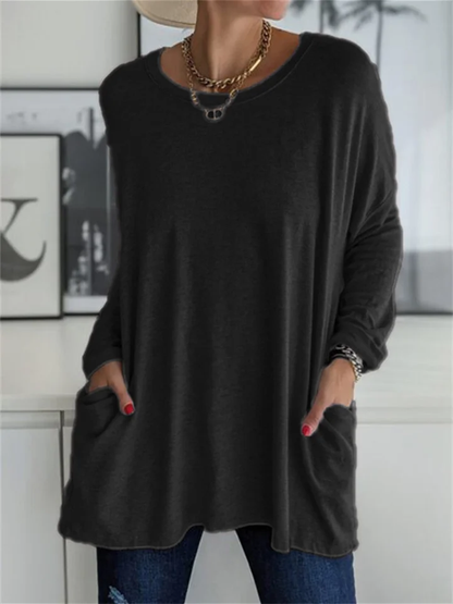 Lockere Bluse mit Tasche für den alltäglichen Auftritt