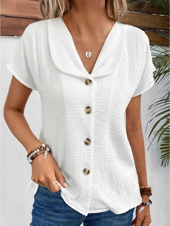 Vero Blouse | Schickes Oberteil mit stilvollem Kragen und Knopfakzenten