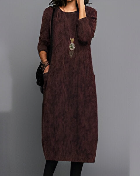 Noble - Bedrucktes langärmeliges Taschenkleid