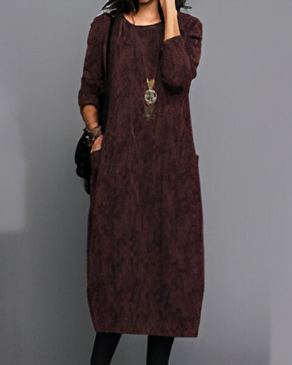 Noble - Bedrucktes langärmeliges Taschenkleid