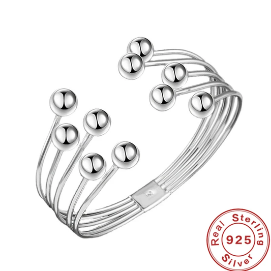 Breites Silber-Perlenarmband