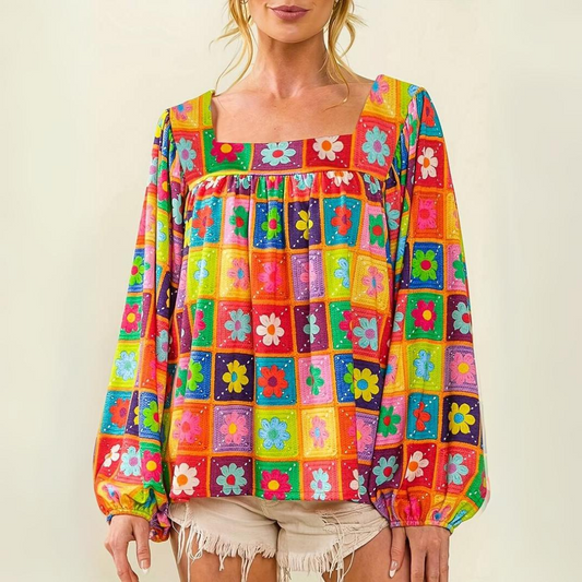 Marianne - Bluse mit buntem Blumendruck