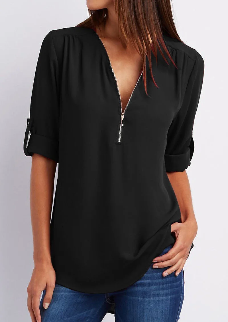 Leona | Elegante Bluse mit V-Ausschnitt für Frauen