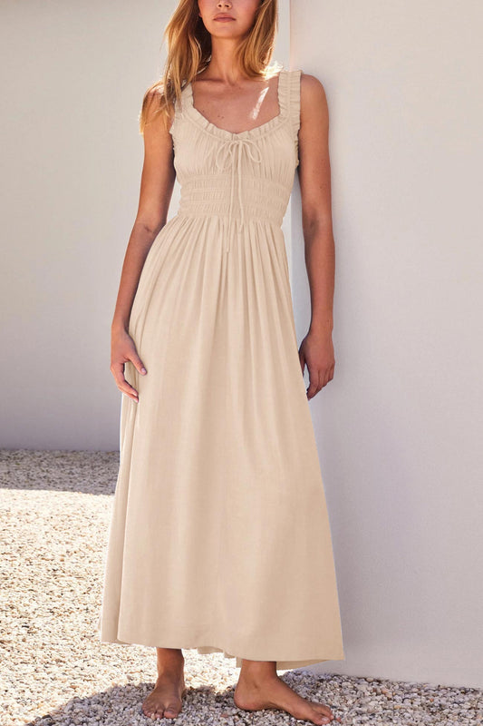 Midi-Kleid mit Schnürung und V-Ausschnitt