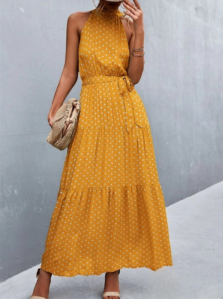 Bestseller-Overallkleid mit Trägern und halbhohem Ausschnitt mit wellenförmigem Punktprint