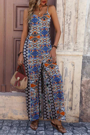 Helen - Cami-Jumpsuit mit ethischem Druck und V-Ausschnitt