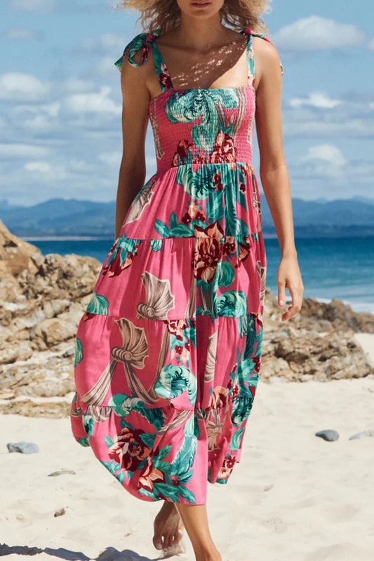 Kleid mit Print, schmalen Trägern und modischen Bohemian-Prints