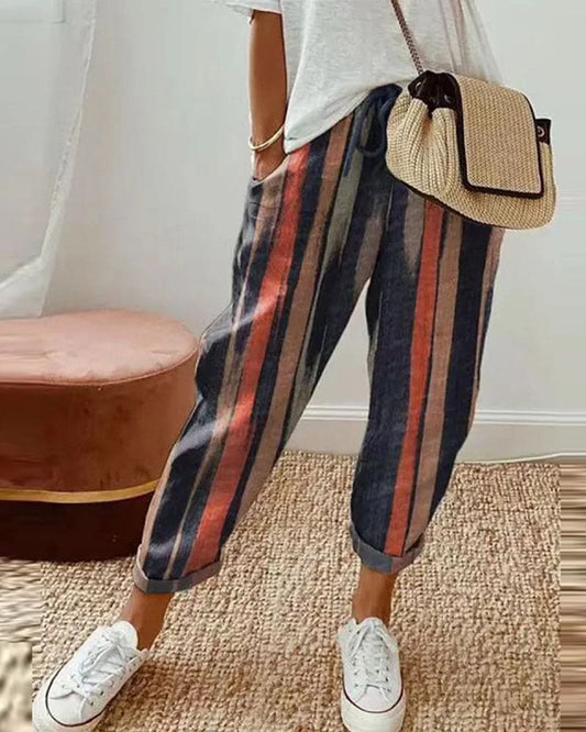 Lässige Leinenhose-für-Damen-mit-Taschen