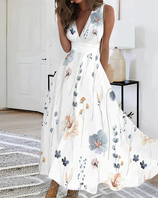 YARA - Stylisches weißes Blumenkleid