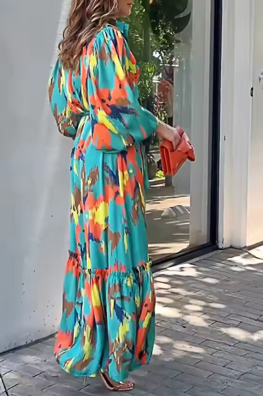 Celeste | Bedrucktes langes Kleid für Frauen