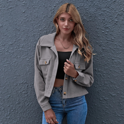 Amelia - lässige Crop-Cord-Jacke