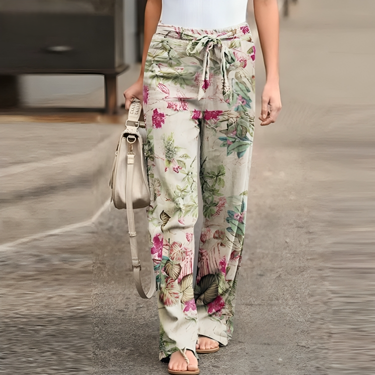 Floriane - Leinenhose mit Blumenmuster