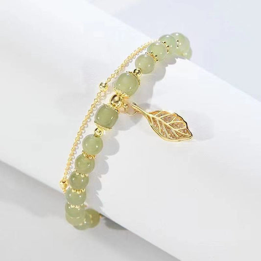 Jadeblatt-Armband | Mit einzigartigem Blattanhänger