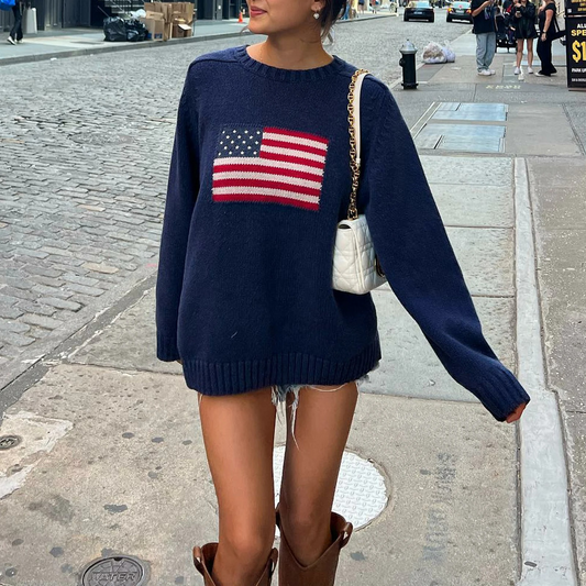 Ella | Blauer Strickpullover