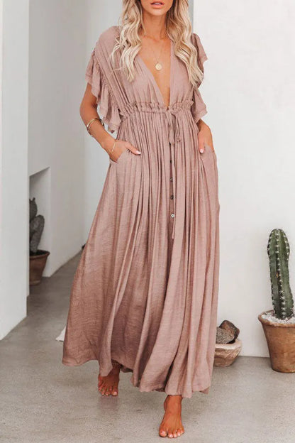 Kleid Fairy Air mit V-Ausschnitt und Rüschenärmeln