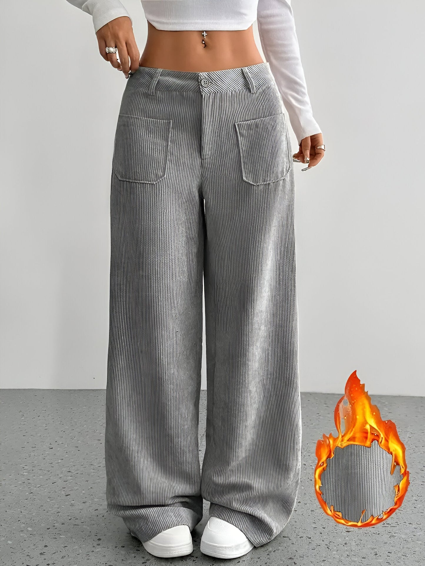 Gizelle | Lässige Kordhose mit weitem Bein