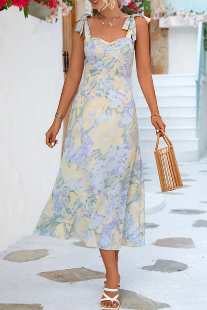 Trägerloses Midi-Kleid mit Blumenprint