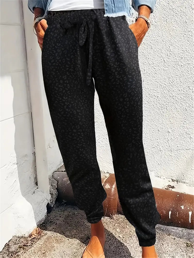Casual-Jogginghose mit Leopardenprint und festem Saum