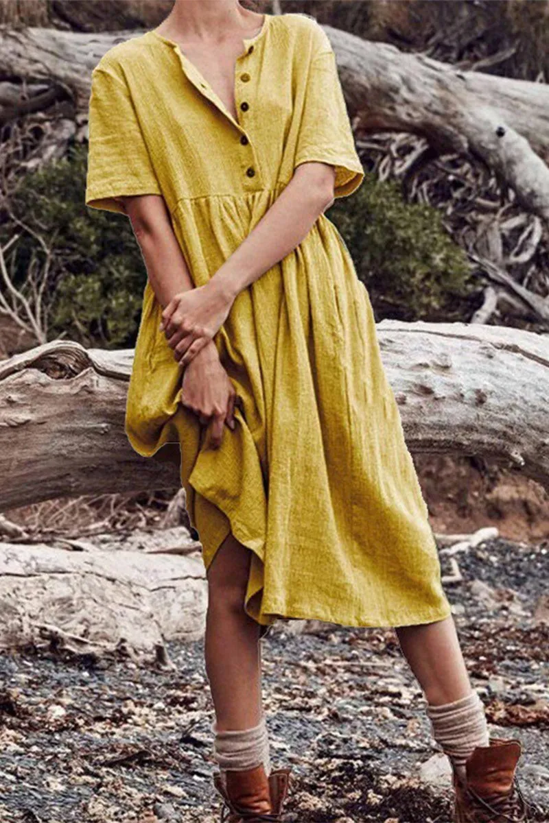 Lässiges Patchwork-Kleid mit O-Ausschnitt und A-Linie