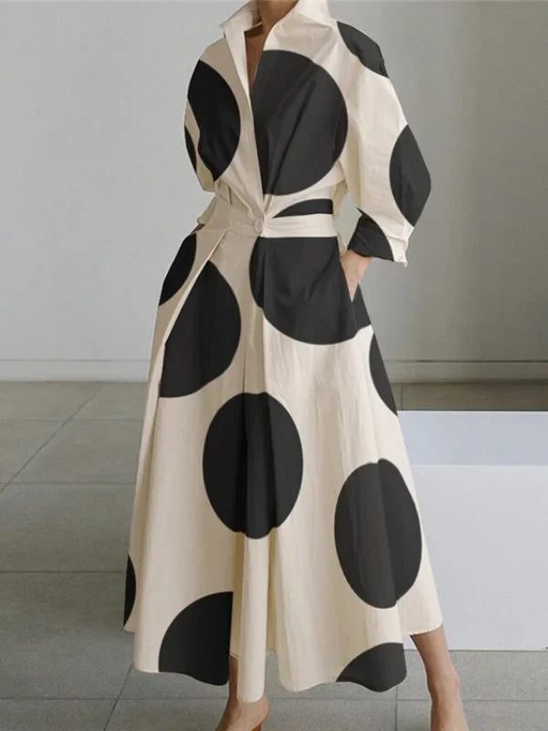 Maxikleid mit hoher Taille, Print und Temperament