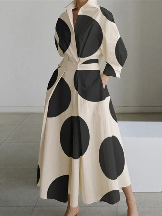 Maxikleid mit hoher Taille, Print und Temperament