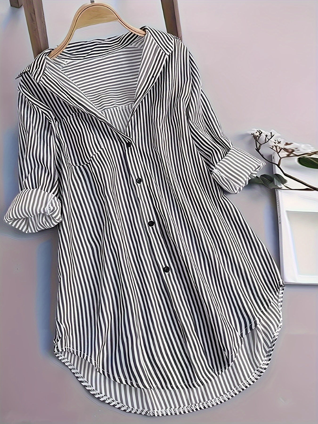Bernardina Bluse | Lang gestreifte bedruckte Bluse