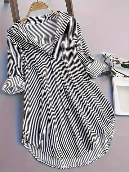 Bernardina Bluse | Lang gestreifte bedruckte Bluse