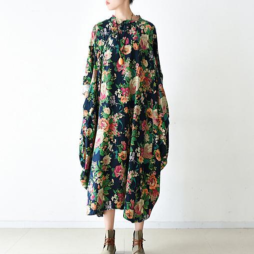 Donita - Marinefarbenes Maxikleid mit Blumenmuster